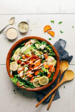 pinterestfoodie1992:SWEET POTATO AND AVOCADO GREEN SALAD