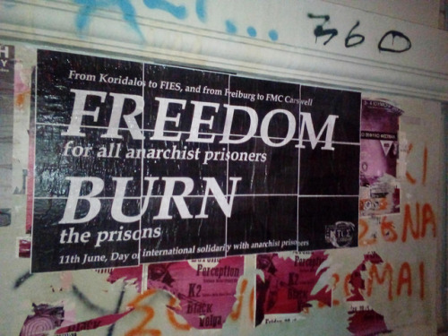 Posters in Athens for June 11th, International day of solidarity with anarchist prisoners