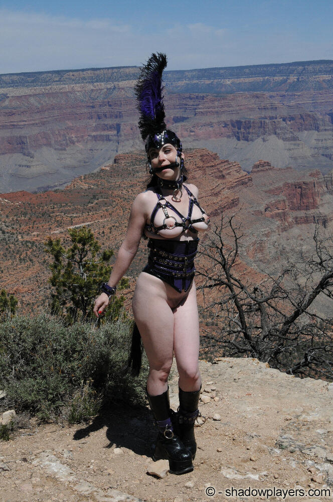 bondage-ponygirls-and-more:  Ponygirl Sybil Hawthorne at Grand Canyon, Arizona.More
