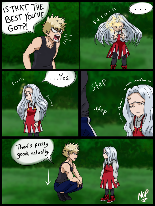 Eri Doing Quirk Activation/control Training With Bakugo