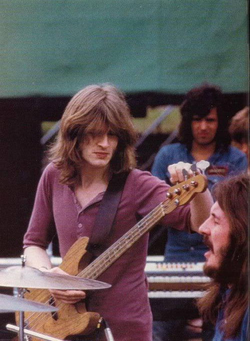 rockandrollpicsandthings: Led Zeppelin, John Paul Jones and John Bonham during soundcheck, ca. 1974
