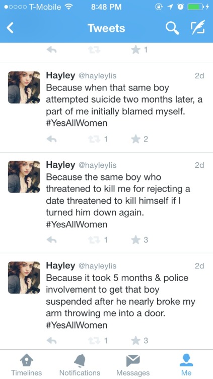lucyelizabeth:internetcallgirl:Some of my contributions to the #YesAllWomen movement. It’s time for 
