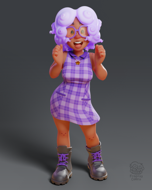 The 3D version of Simone in the cute little dress I usually draw her in!