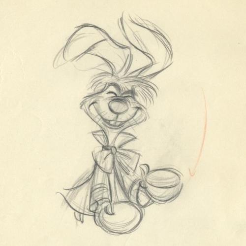 Nice drawing of the March Hare attributed to Ward Kimball, currently being auctioned at Howard Lower