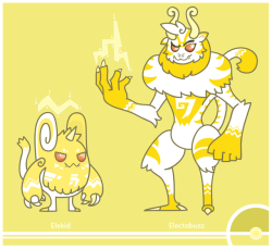 cosmopoliturtle:Pokemon Redesign #239-125 - Elekid, Electabuzz