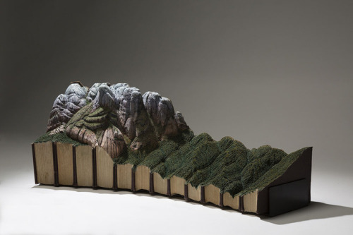 archiemcphee: Today the Department of Beguiling Book Art is catching up with the latest topographical book sculptures created by Montreal-based artist Guy Laramée (previously featured here). Laramée’s ability to carve detailed ice caves, mountains,