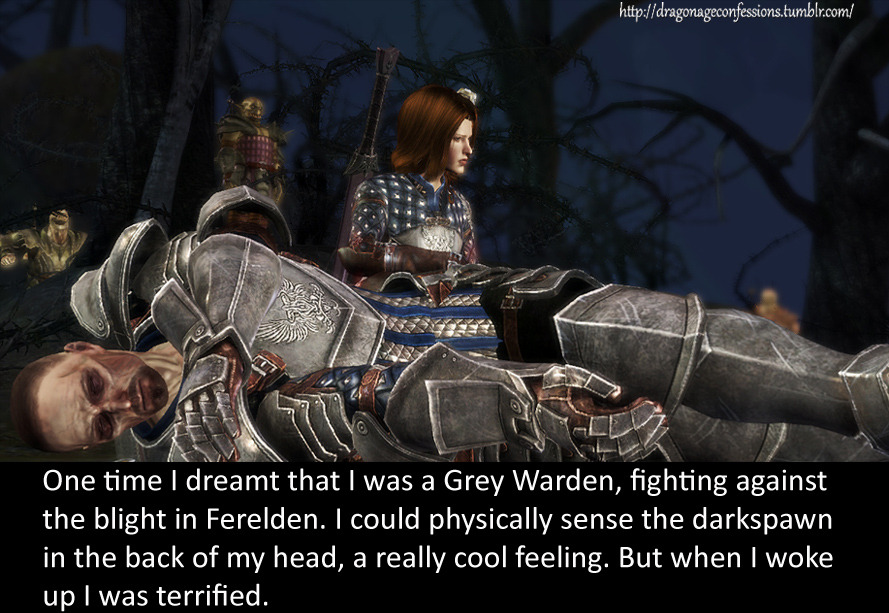 dragonageconfessions:  CONFESSION: One time I dreamt that I was a Grey Warden, fighting