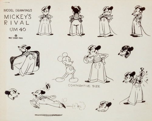 ‪Model sheets of various Mickey Mouse villains and antagonists (in random order): a bandit from the 