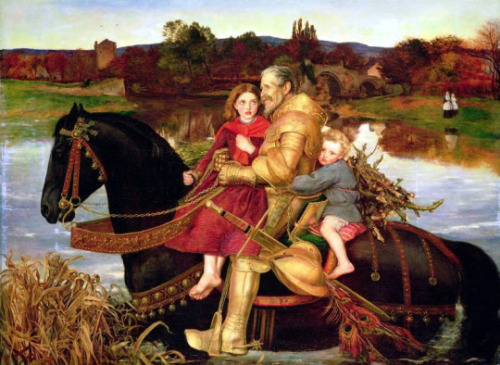 A Dream of the Past: Sir Isumbras at the Ford by Sir John Everett Millais (click to enlarge)