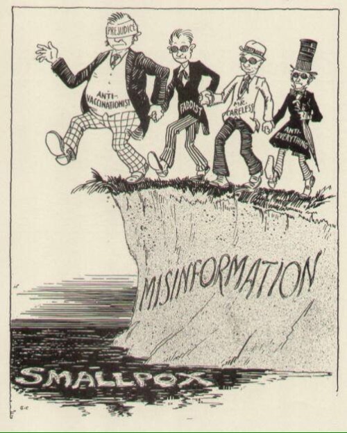 denverfarmboy:skitzofreak:historium:An editorial cartoon about the anti-vaccination movement from th