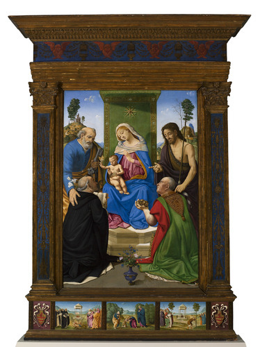 slam-european:Madonna and Child Enthroned with Sts. Peter, John…, Piero di Cosimo, c.1481–85, Saint 