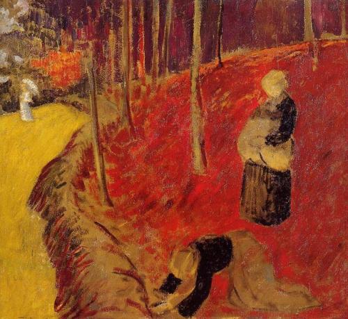 artist-serusier:The Fern Harvesters in the Boid d'Amour at Pont Aven, Paul SerusierMedium: oil,canva