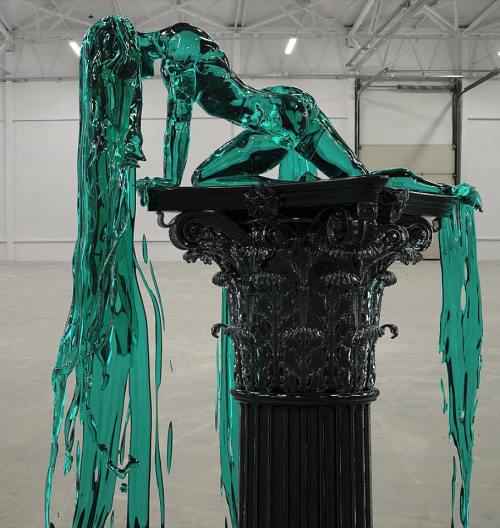 thedesigndome: Melting Glass Sculptures Of Drowning Female Figure Set On A Pedestal Artist Alexandra