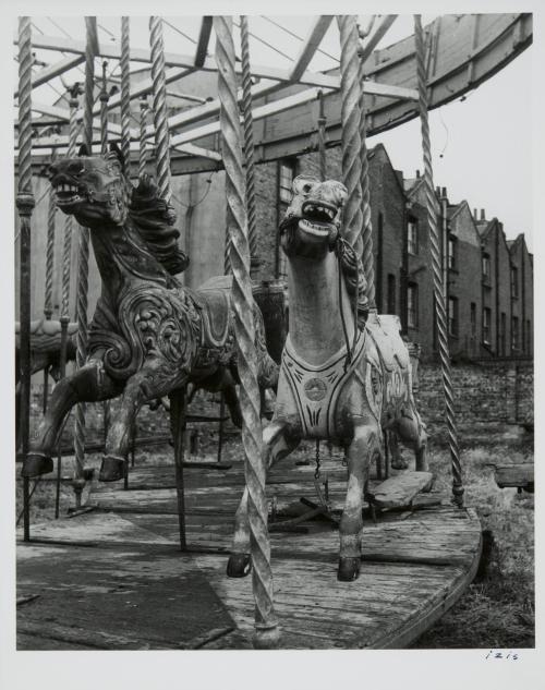 Izis BidermanasWooden horses, bomb site, Mile End Road, E1 ,1951