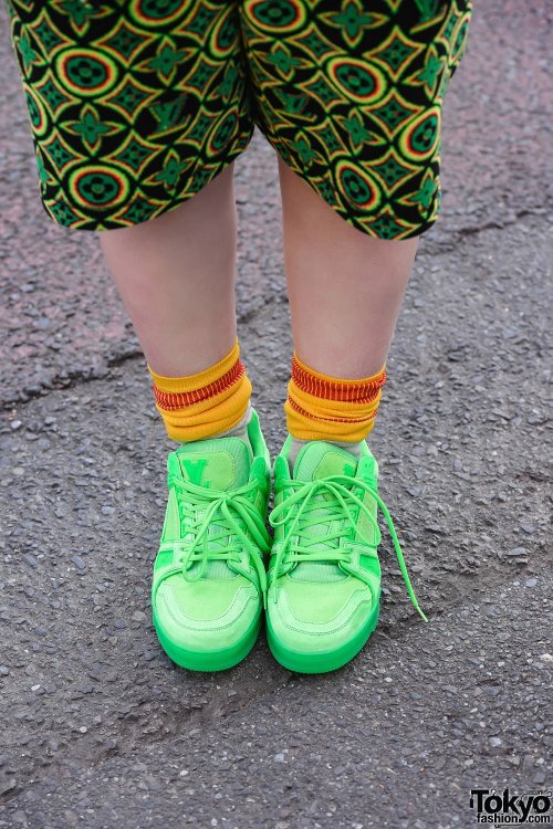 tokyo-fashion:19-year-old Japanese student Mako on the street in Harajuku wearing a full Louis Vuitt