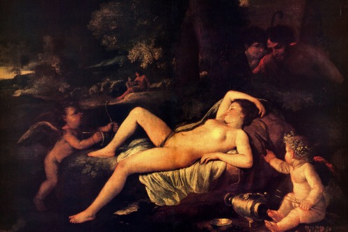 karamazove:Sleeping Venus and Cupid — Nicolas Poussin (1594-1665)