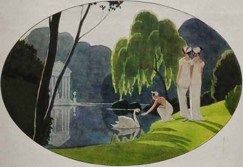 valinaraii: Les roses de Malmaison, 1933.  Illustrations by A. E. Marty for an article by Alb&e