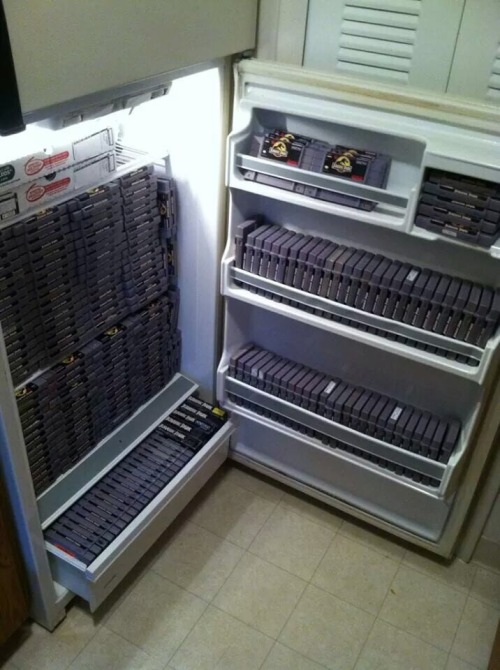 isquirtmilkfrommyeye:According to ProtomanX (Twitter), somebody out there is keeping 224 copies of SNES Jurassic Park in his fridge.. for some reason..