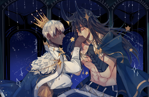 crimson-chains:Postcard of the month completed!!! OWOPolaris and Yildun!I think the hand kiss is so 