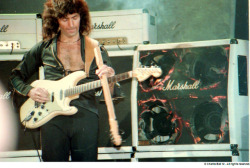 weinribs:  According to Charlie Bell, Mr. Blackmore destroyed a Stratocaster guitar and stuck it through the Marshall stack which burst into flames. He then pulled the neck back out and used it for a slide. Photo by Charlie Bell