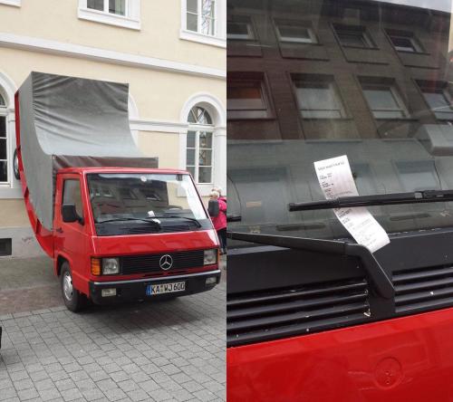 itscolossal:The German City of Karlsruhe Issued a Parking Ticket to a Warped Car Sculpture by Erwin 