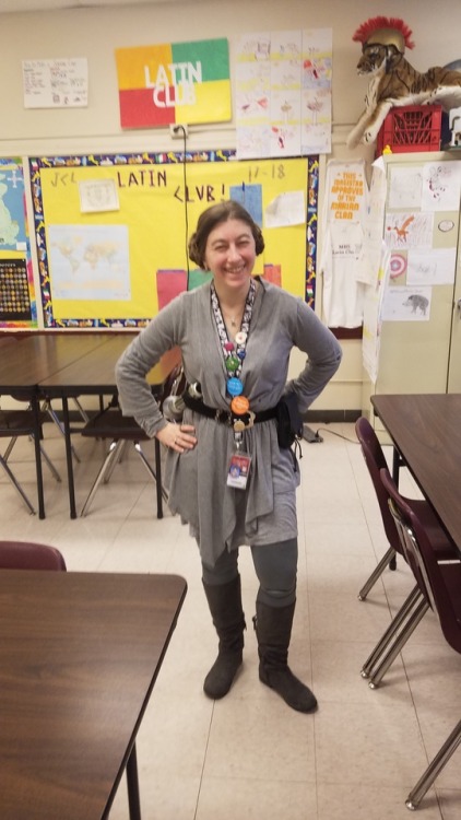 Pumped to see Star Wars tonight! My kids asoed me to wear my costume to school.