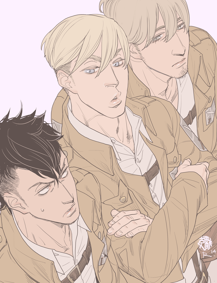 ricken-art:  SnK Fanart: Erwin, Nile and Mike in the early days. - Feb.25 2014 