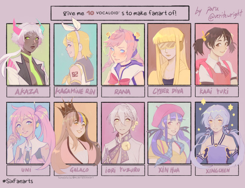andromedako:benjaminhunter:finally done with the #SixFanarts challenge (but it was 10 vocaloids/voic
