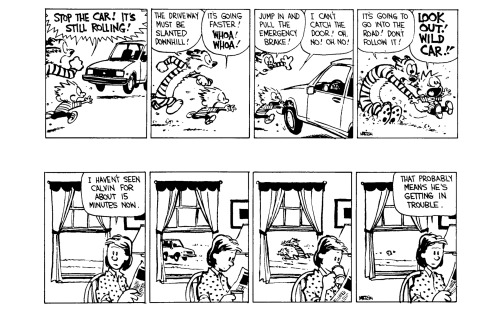 Calvin wrecks his parents&rsquo; car, Part 2. Part 1 here.