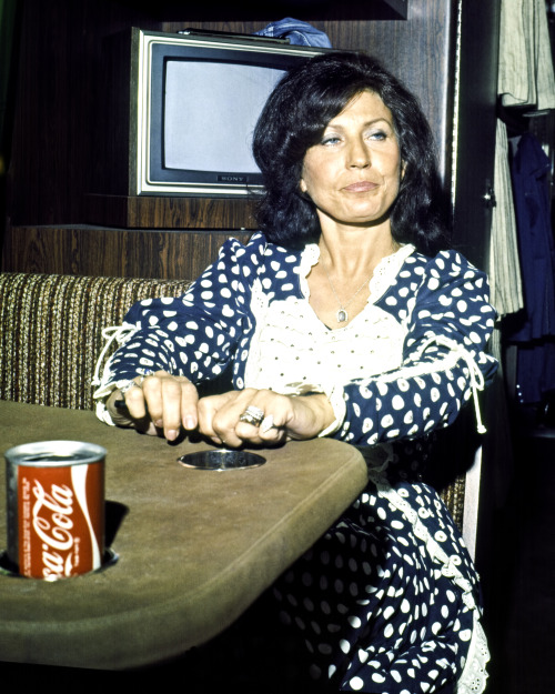 vintagecase: Loretta Lynn, on tour bus, 1975.
