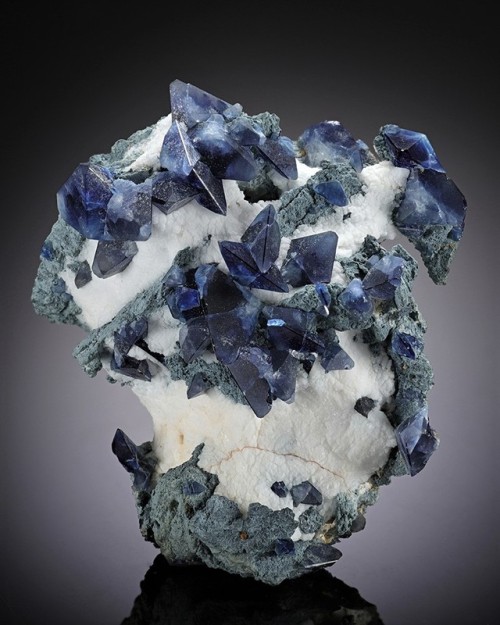 Benitoite with Natrolite - Dallas Gem Mine, San Benito Co., California