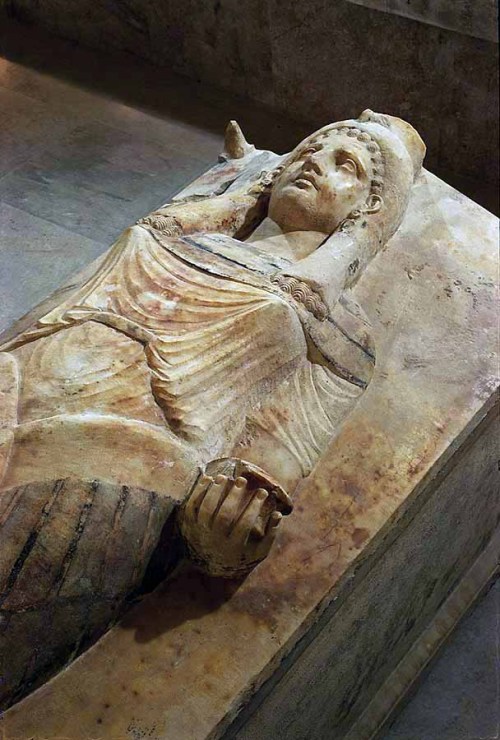 A Priestess of Carthage, Punic sarcophagus lid illustration,, 4th c. BC