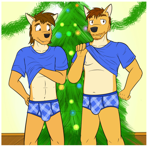 Merry Christmas from the Texnatsu guys and their dads/siblings.  At the Christmas party, all the wives gave their husbands and sons matching underwear and shirts, mostly as a joke.  Several drinks later, someone suggested taking commemorative photos