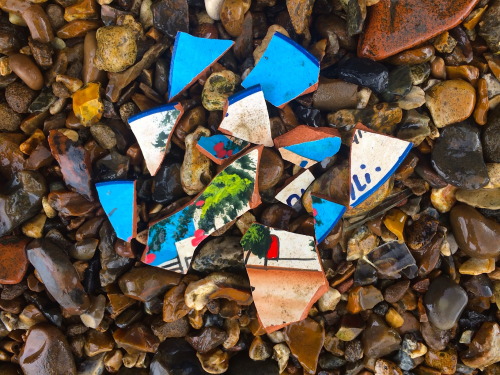 Shards of a colourful plate.