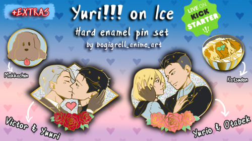 !KICKSTARTER IS LIVE!Yuri on Ice themed hard enamel pins and EXTRAS *&ndash;*Designs by me!Check it 