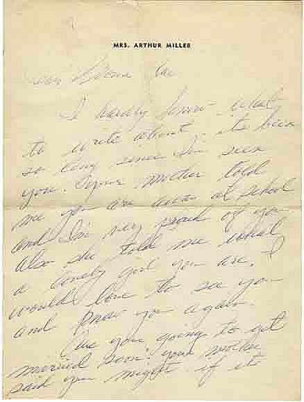 marilynandjayne:  A letter from Marilyn Monroe to her niece Mona Rae Miracle, which