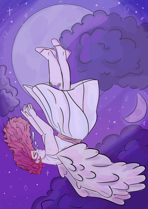 the-lady-flame: i have wings, so why am i always falling(id: my character, a red haired aasimar in a
