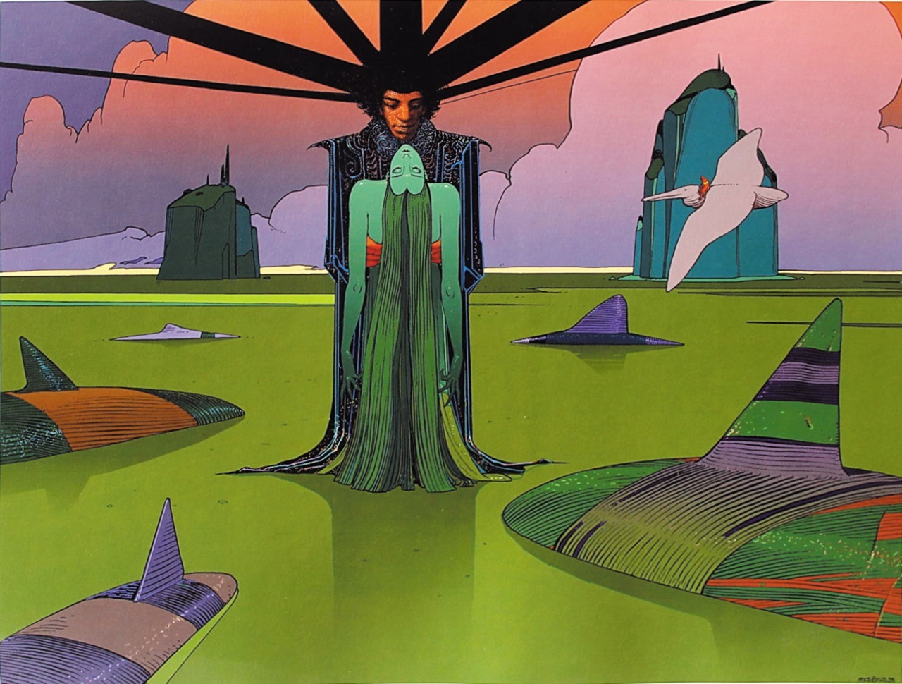 nubianbrothaz:  ungoliantschilde:  As Promised: the Jimi Hendrix art of Jean Giraud,