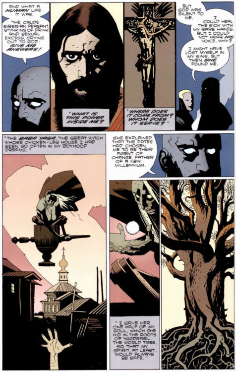 Rasputin is creepy. Hellboy: Wake the Devilby Mike Mignolacolor: James Sinclairletters: Pat Brosseau