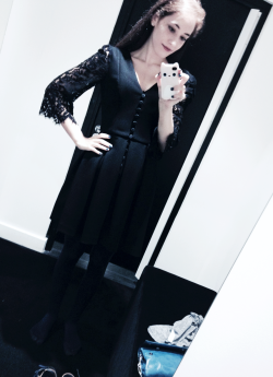 deprincessed:  hi followers and friends! the other day i went shopping and i was in dolce &amp; gabbana where i tried on this super cute black dress, it was pleated with buttons and had lace sleeves, i fell in love! it’s my dream winter dress so i wanted