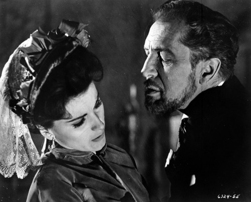 Vincent Price and Debra Paget in The Haunted Palace (1963), via silverscreams.