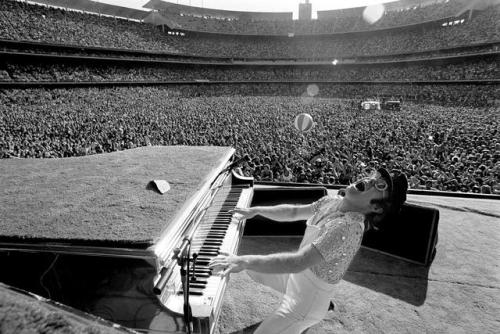 coolkidsofhistory:Elton John rocking out at Dodger Stadium in...