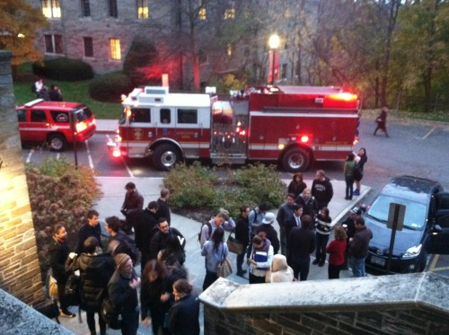 there is a fire truck in the law school