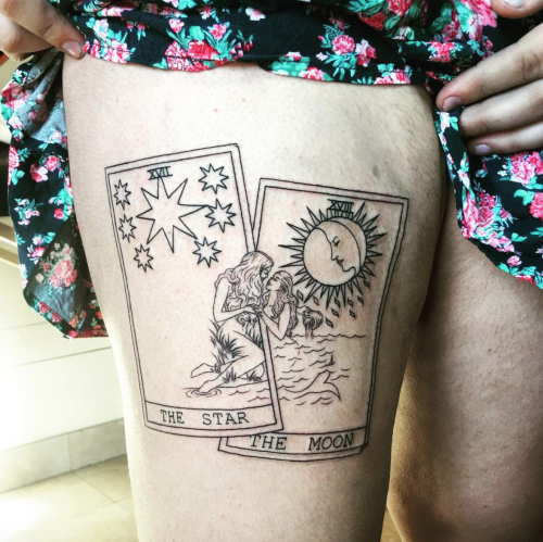 jon-snow:no one will EVER understand me in the way my tattoo artist did when i sent her these two art references and asked her to make me gay tarot cards lol