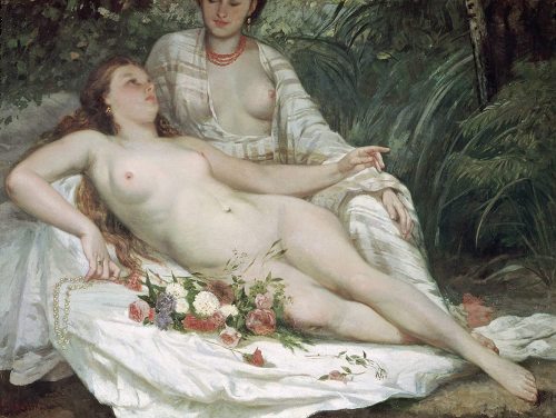 lesbianarthistory:  Gustave Courbet – Bathers / Two Nude Women (c. 1858)