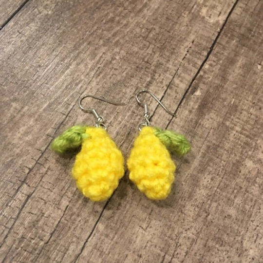Lemon Earrings by TJ CrochetsFree Crochet Pattern Here (May need to make an account) #free#free pattern#crochet#crochet pattern#amigurumi#accessories