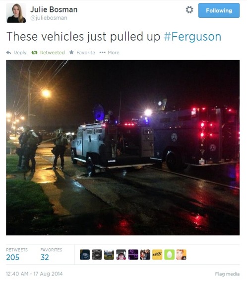 jevoussaluespinelli:iwriteaboutfeminism:12:01 AM in Ferguson. Curfew broken.Surprise! Bring in the &