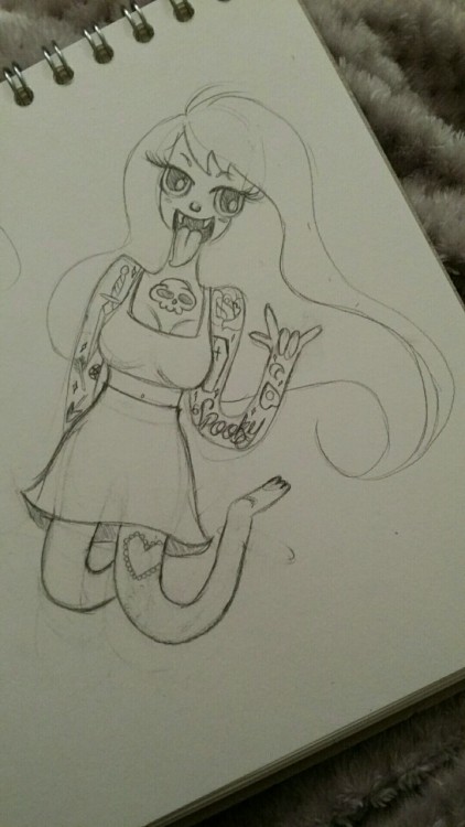 Random sketch to break my mental block. Inspired by my love of Marceline and the art of the badass M