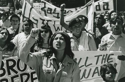 saltysojourn:(The second, bottom image) Austin, May 28, 1981. A Dallas member of the Brown Berets, a