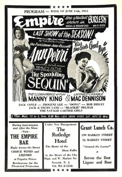June 1954 Program Ad For The ‘Empire Burlesk Theatre’, Featuring: Ann Perri,